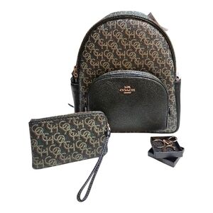Coach Court Monogram Backpack and Corner Zip Wristlet Set NWT